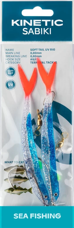 Kinetic Sabiki Soft Tail UV Rig - Gummifisch-Vorfach